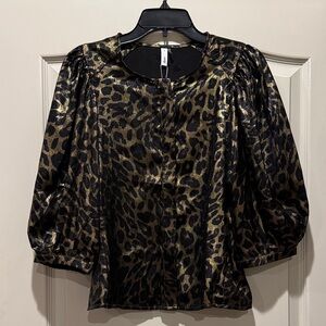 Glam Black and Gold Leopard Print Blouse